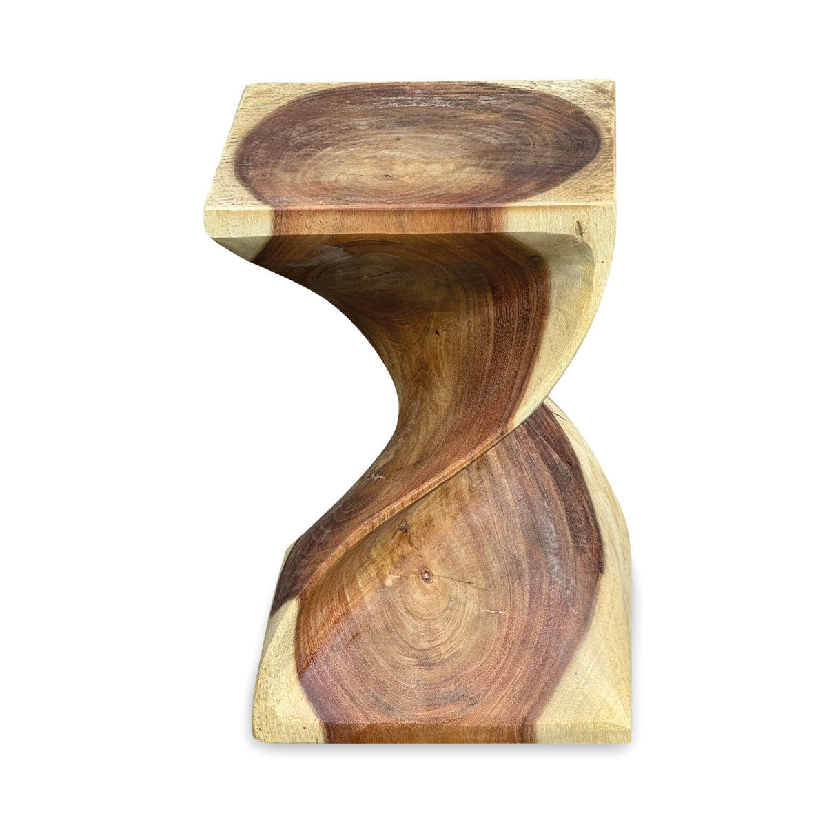 Small Solid Twist Lamp Table - Solid Suar Wood