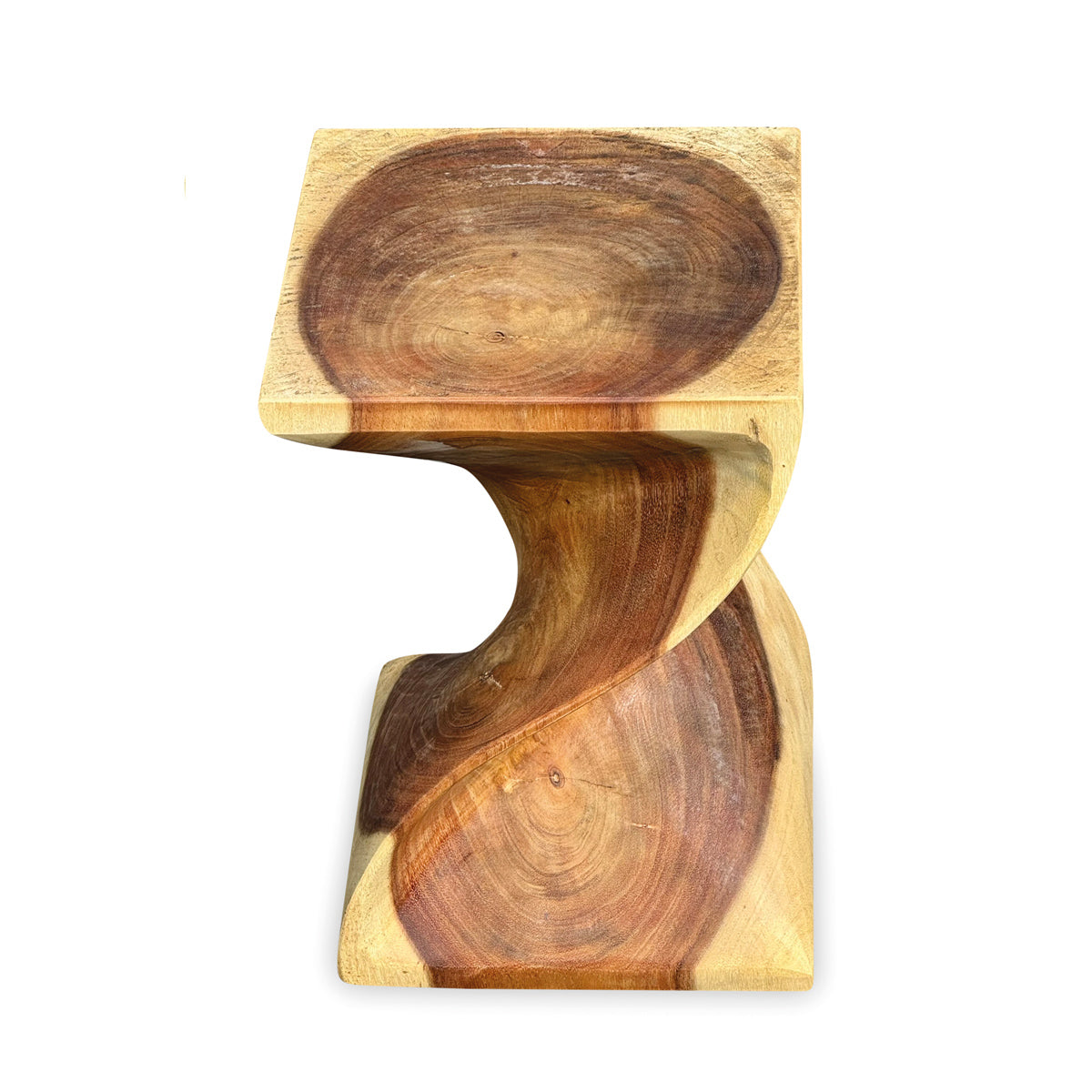 Small Solid Twist Lamp Table - Solid Suar Wood