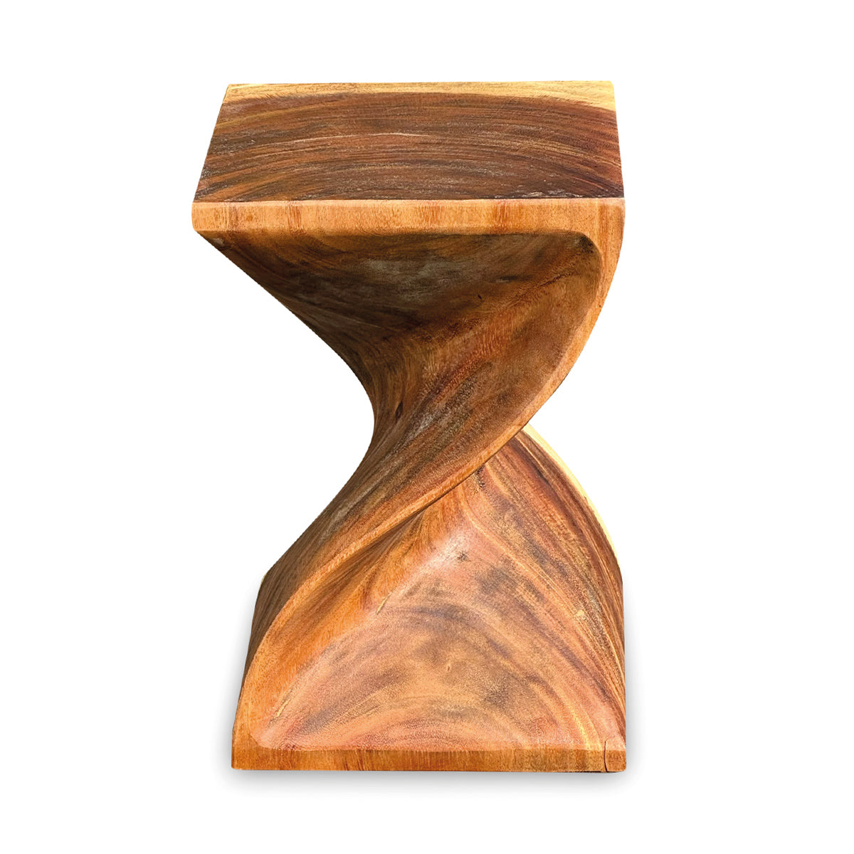 Small Solid Twist Lamp Table - Solid Suar Wood