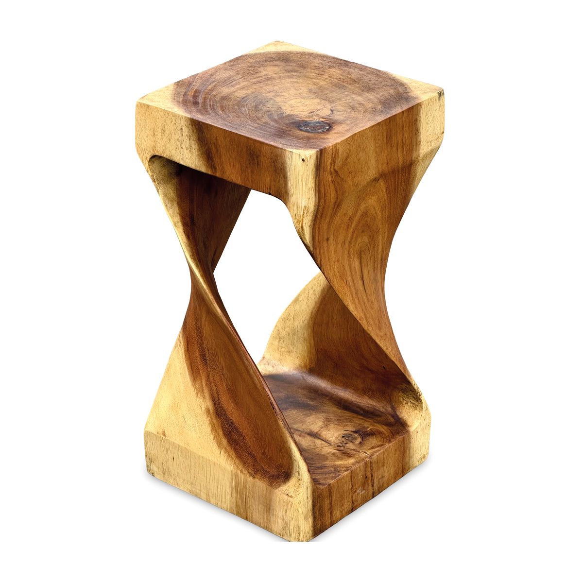 Medium Twist Lamp Table - Solid Suar Wood