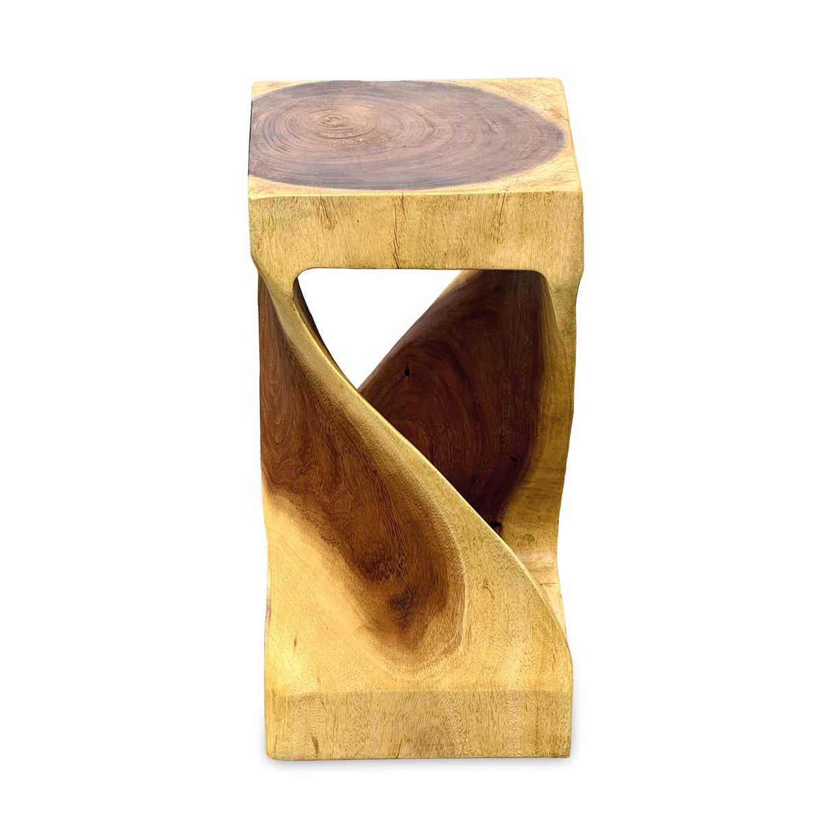Medium Twist Lamp Table - Solid Suar Wood