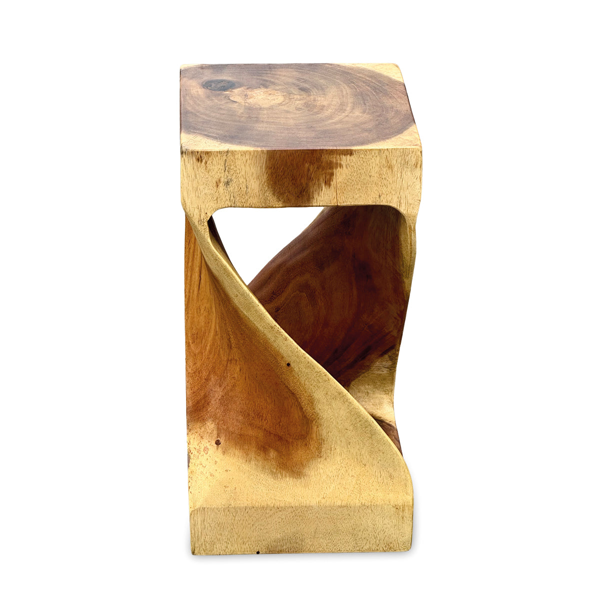 Medium Twist Lamp Table - Solid Suar Wood