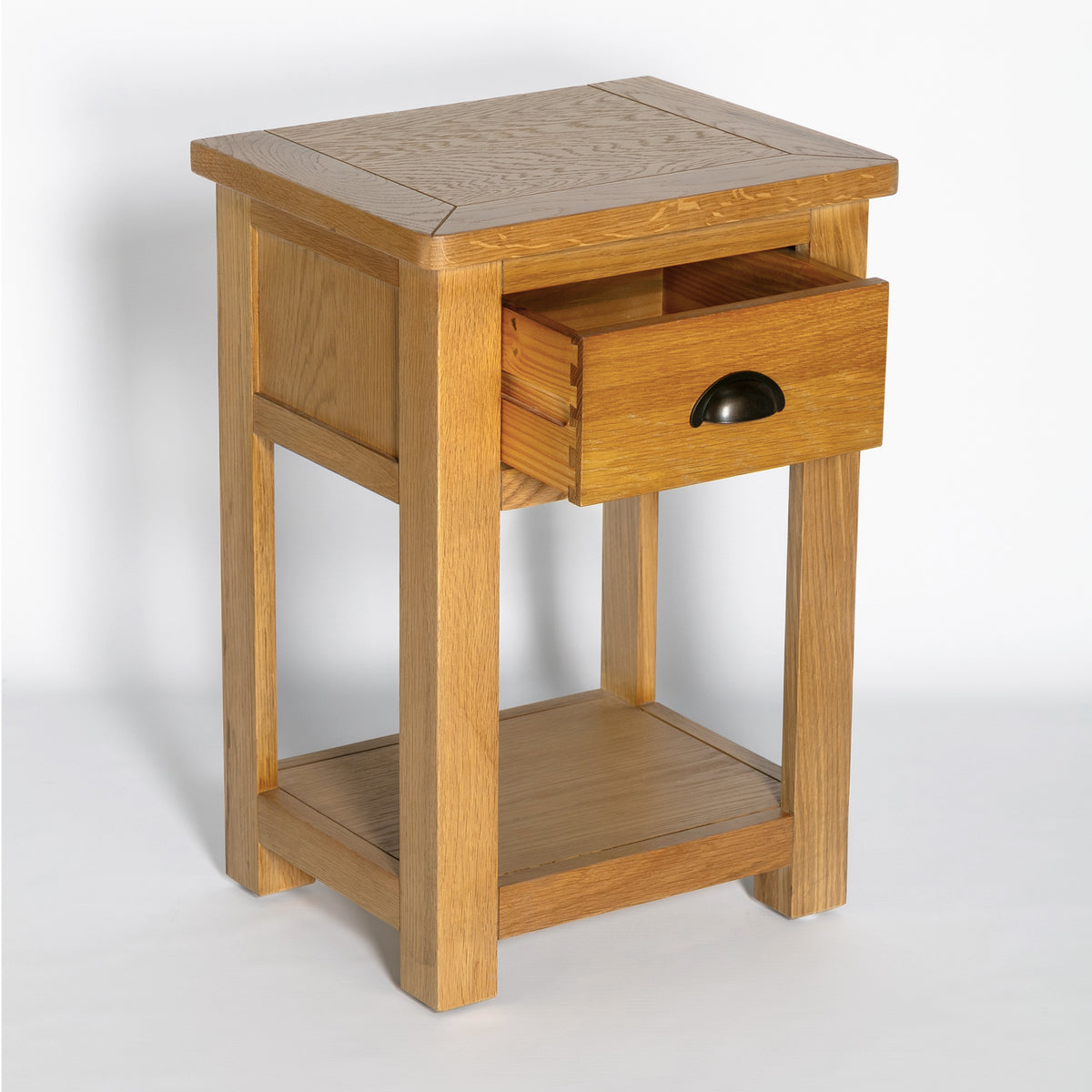 Manor Oak 1 Drawer Bedside Table Hand Crafted Fully Assembled