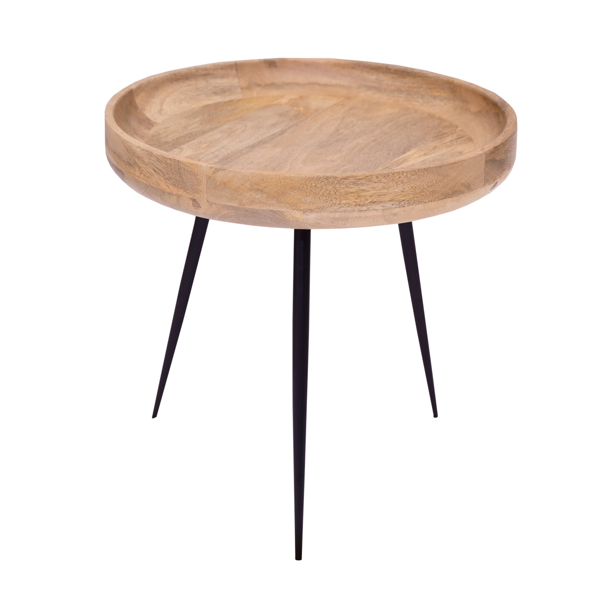 Circular Solid Mango Lamp/Side Table - Natural