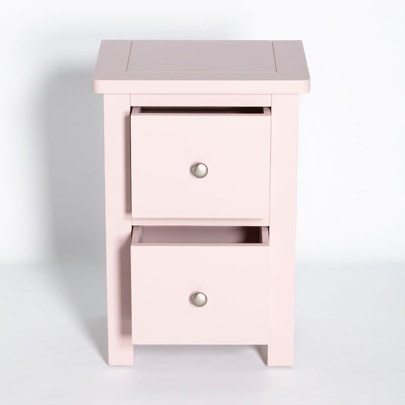 Manor Pink 2 Drawer Bedside Table Nightstand Fully Assembled