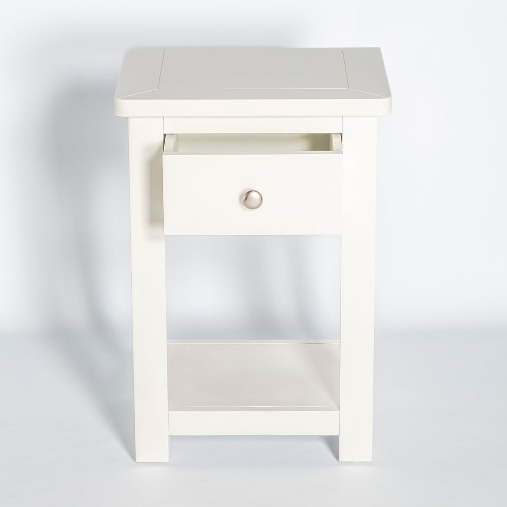 Manor White 1 Drawer Bedside Table Nightstand Fully Assembled