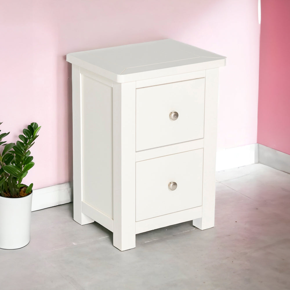 Manor White 2 Drawer Bedside Table Nightstand Fully Assembled