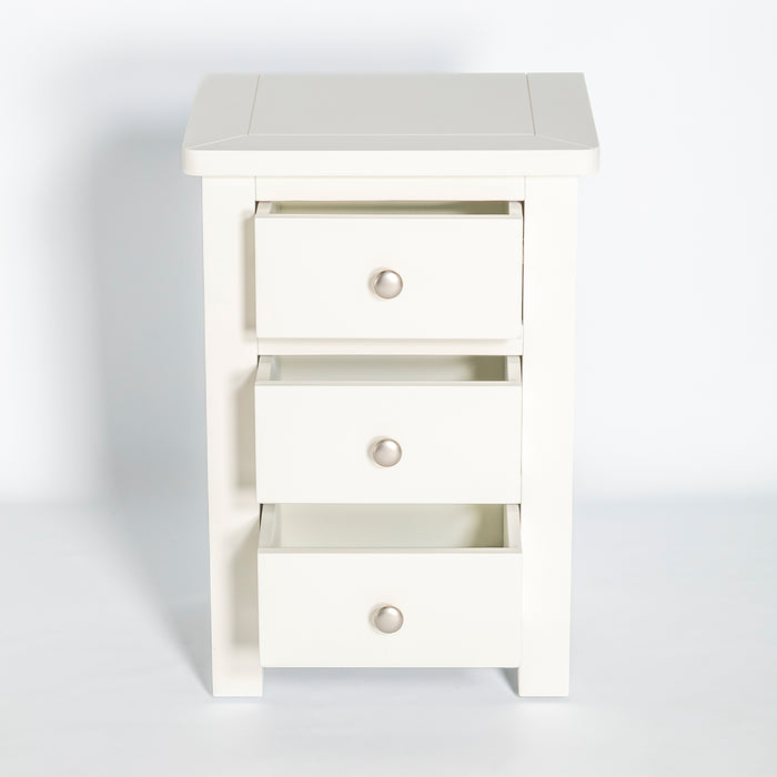 Manor White 3 Drawer Bedside Table Nightstand Fully Assembled