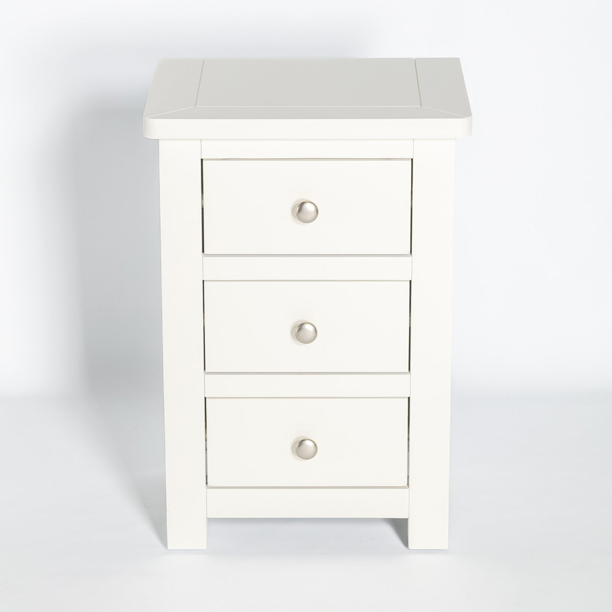 Manor White 3 Drawer Bedside Table