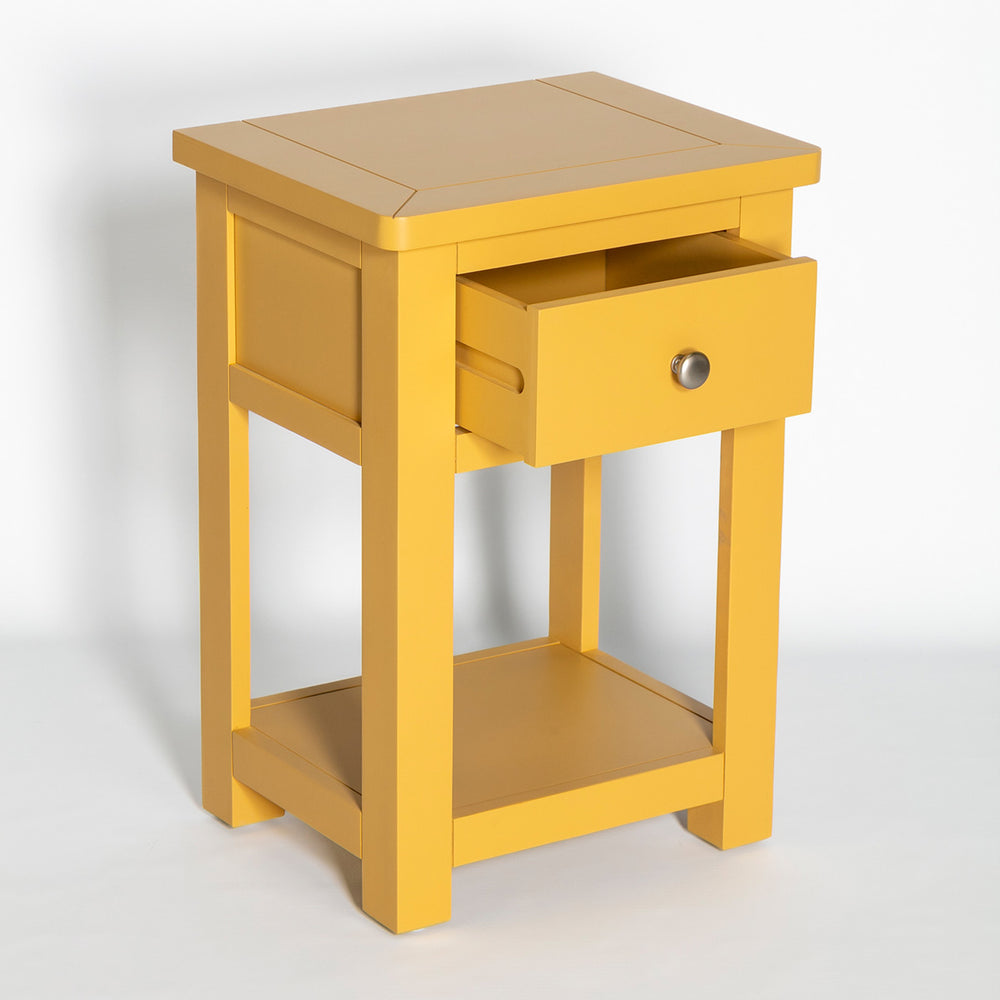 Manor Yellow 1 Drawer Bedside Table Nightstand Fully Assembled