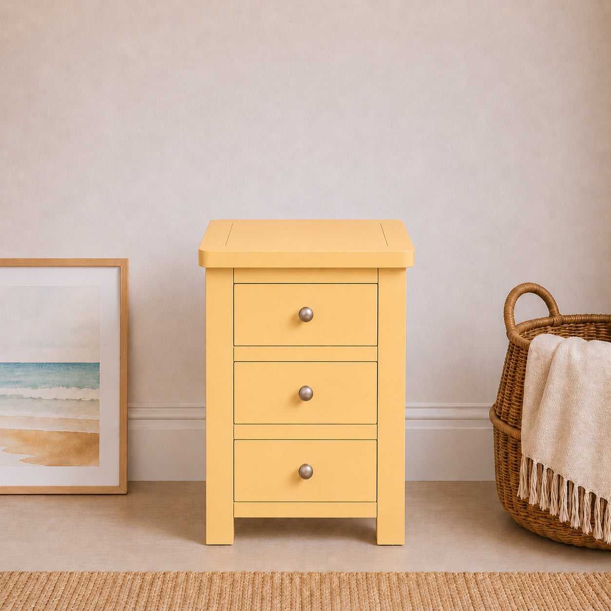 Manor Yellow 3 Drawer Bedside Table