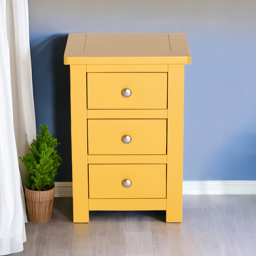 Manor Yellow 3 Drawer Bedside Table Nightstand Fully Assembled