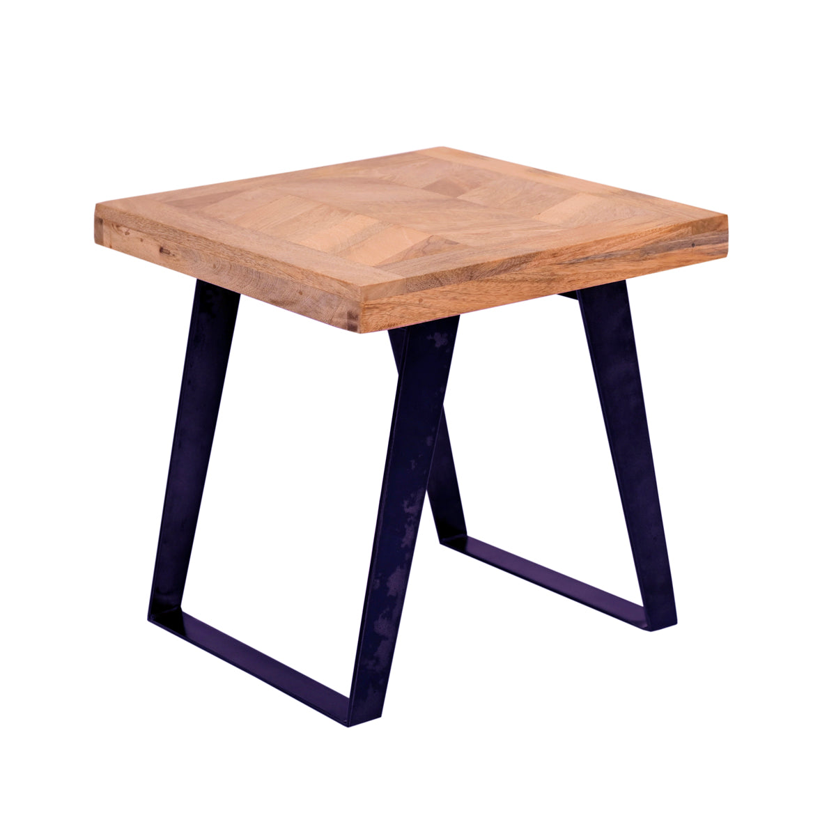 Agra Side Table with Parquet Detailing / Mango Wood