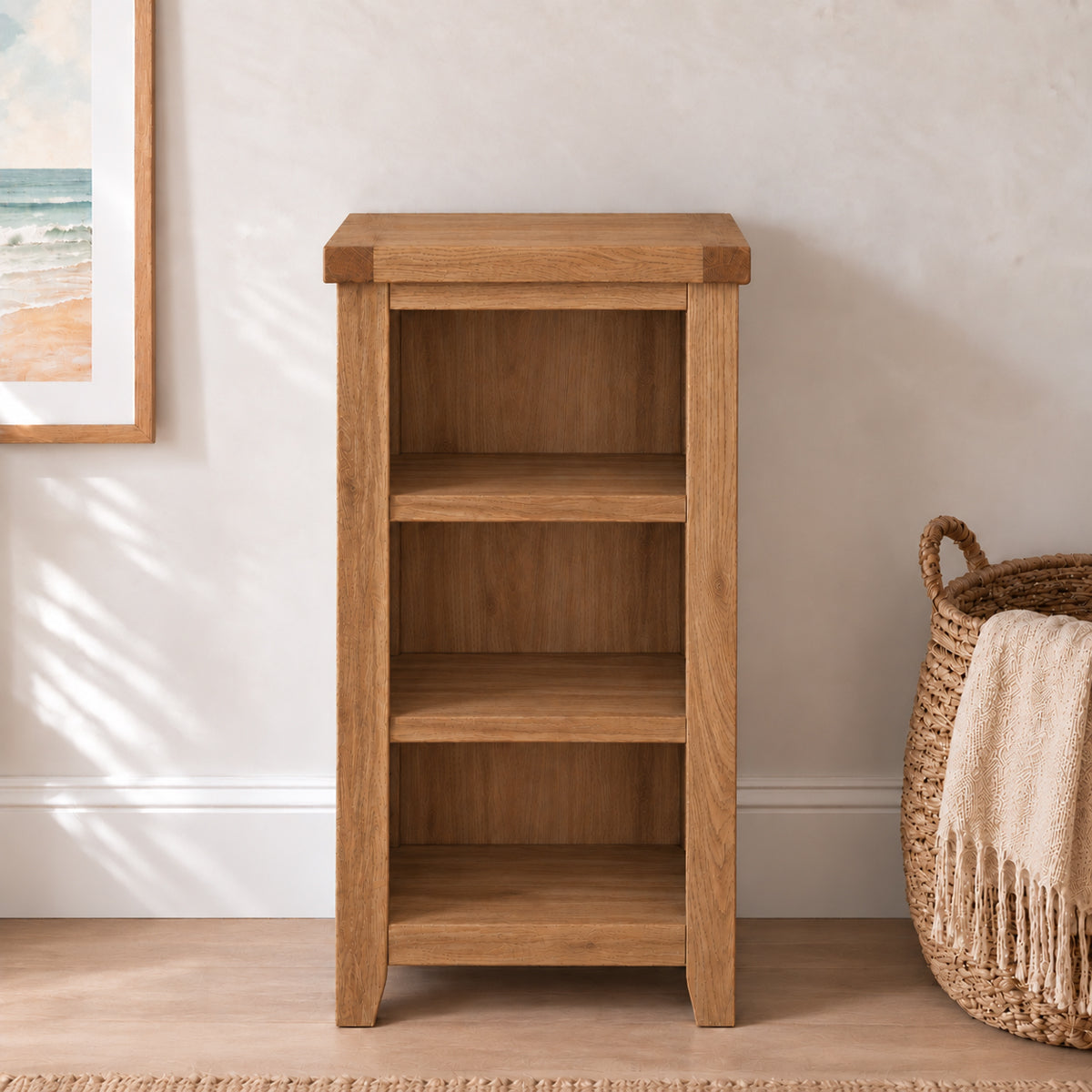 Cornish Country Waxed Oak Small Bookcase