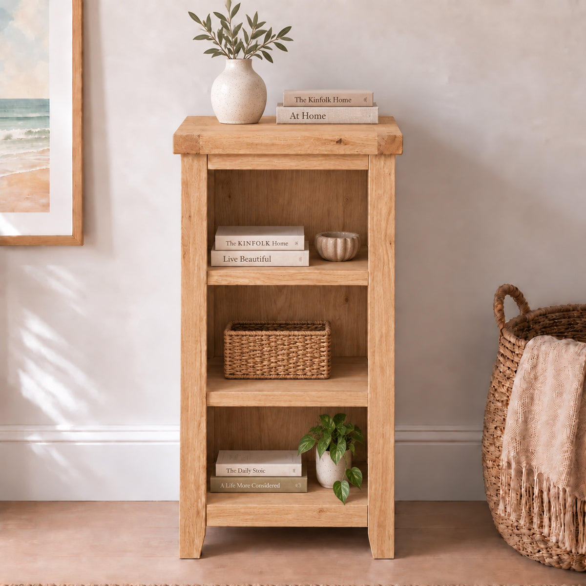 Cornish Natural Oak Small Bookcase