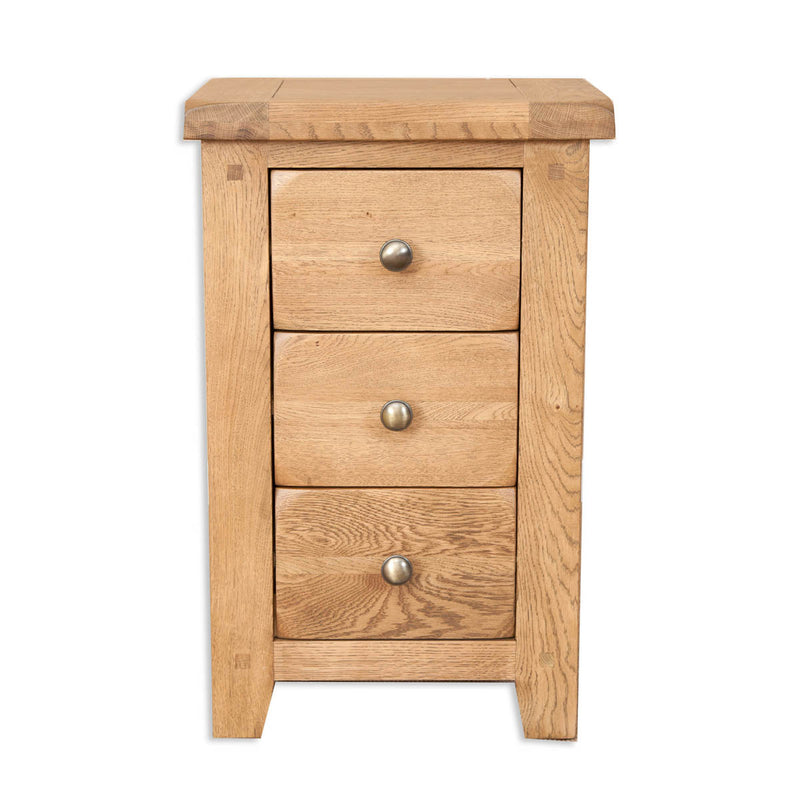 Cornish Chunky Oak 3 Drawer Bedside Table | Nightstand | Fully Assembled
